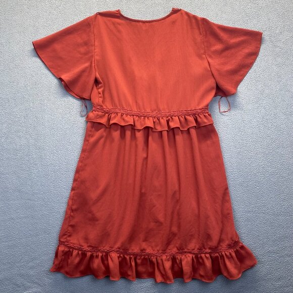 Miami Mi Ami Francesca’s Ruffle Dress size M Buttons V Neck,Lined,Casual,Preppy - Picture 2 of 12